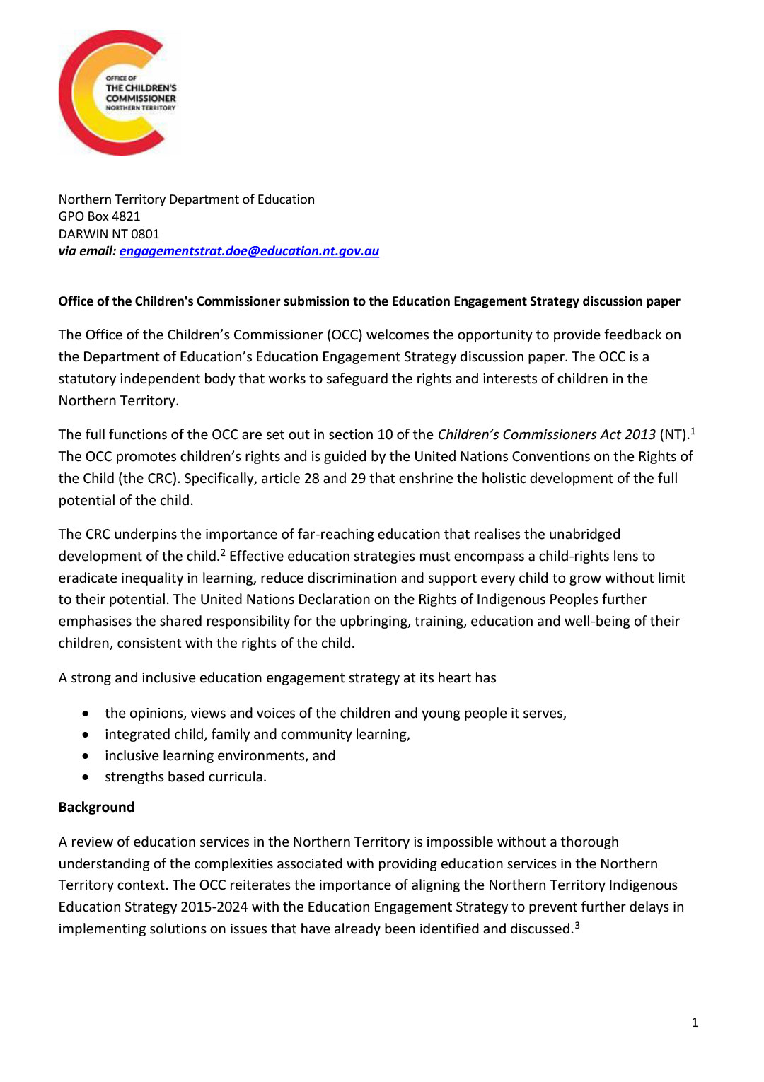 NT Education Engagement Strategy (Redacted)