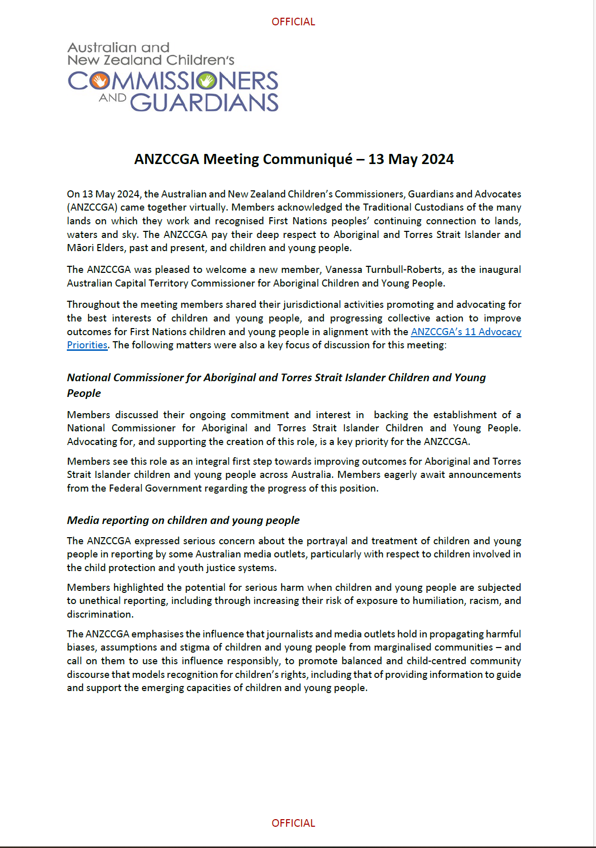 ANZCCGA Communique May 2024