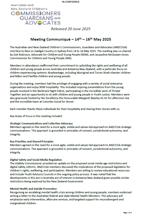 ANZCCGA Communiqué May 2025