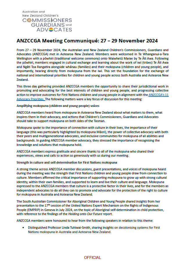 ANZCCGA Meeting Communique - November 2024