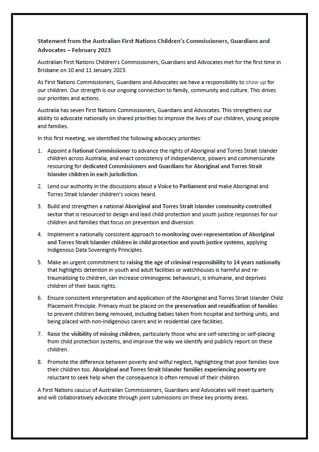 First Nations ANZCCGA Statement - February 2023