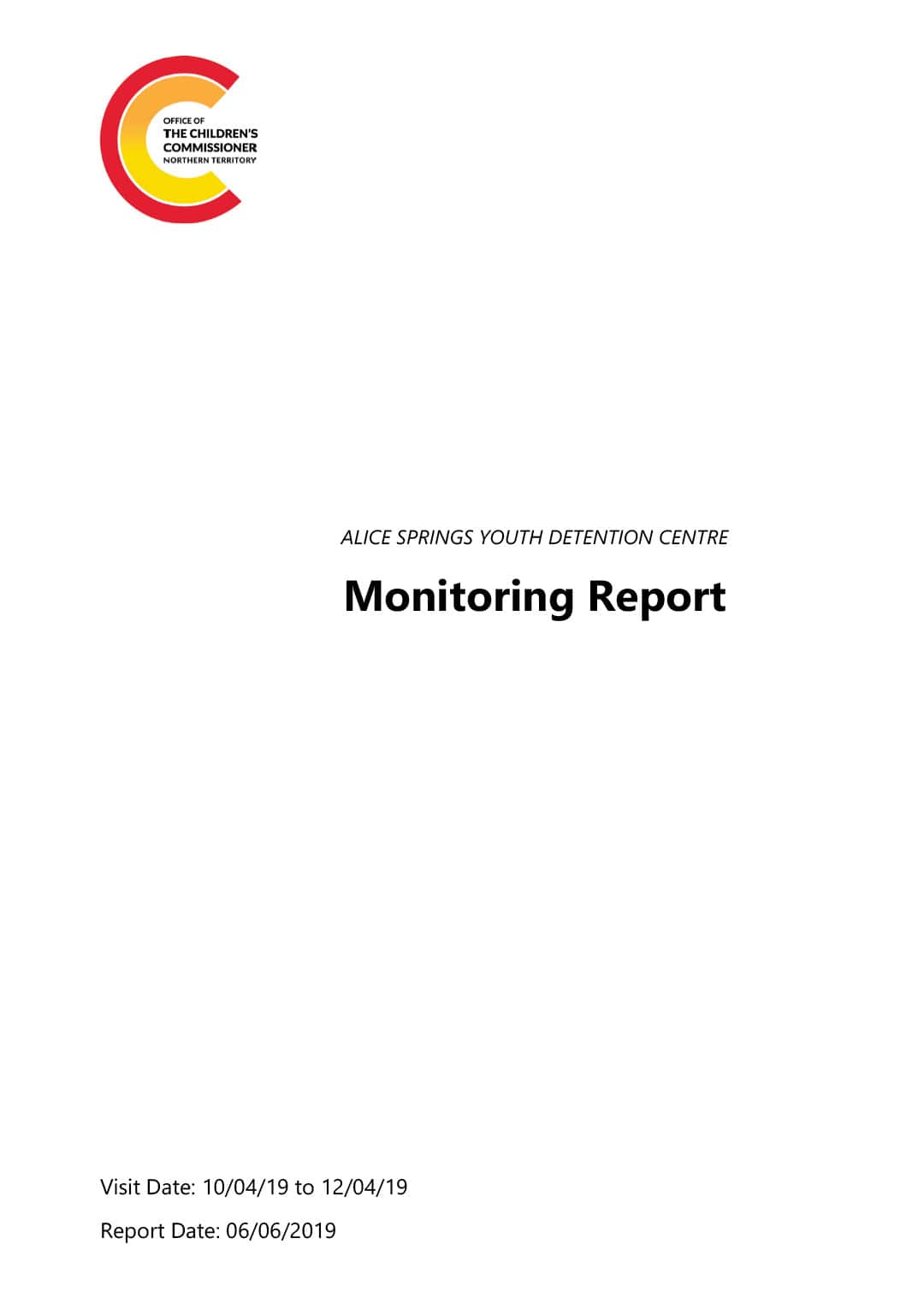 Alice Springs Youth Detention Centre Monitoring Report