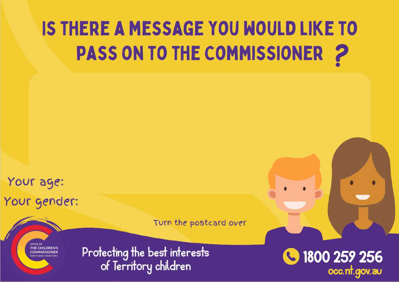 Is there a message you would like to pass on to the Commissioner?