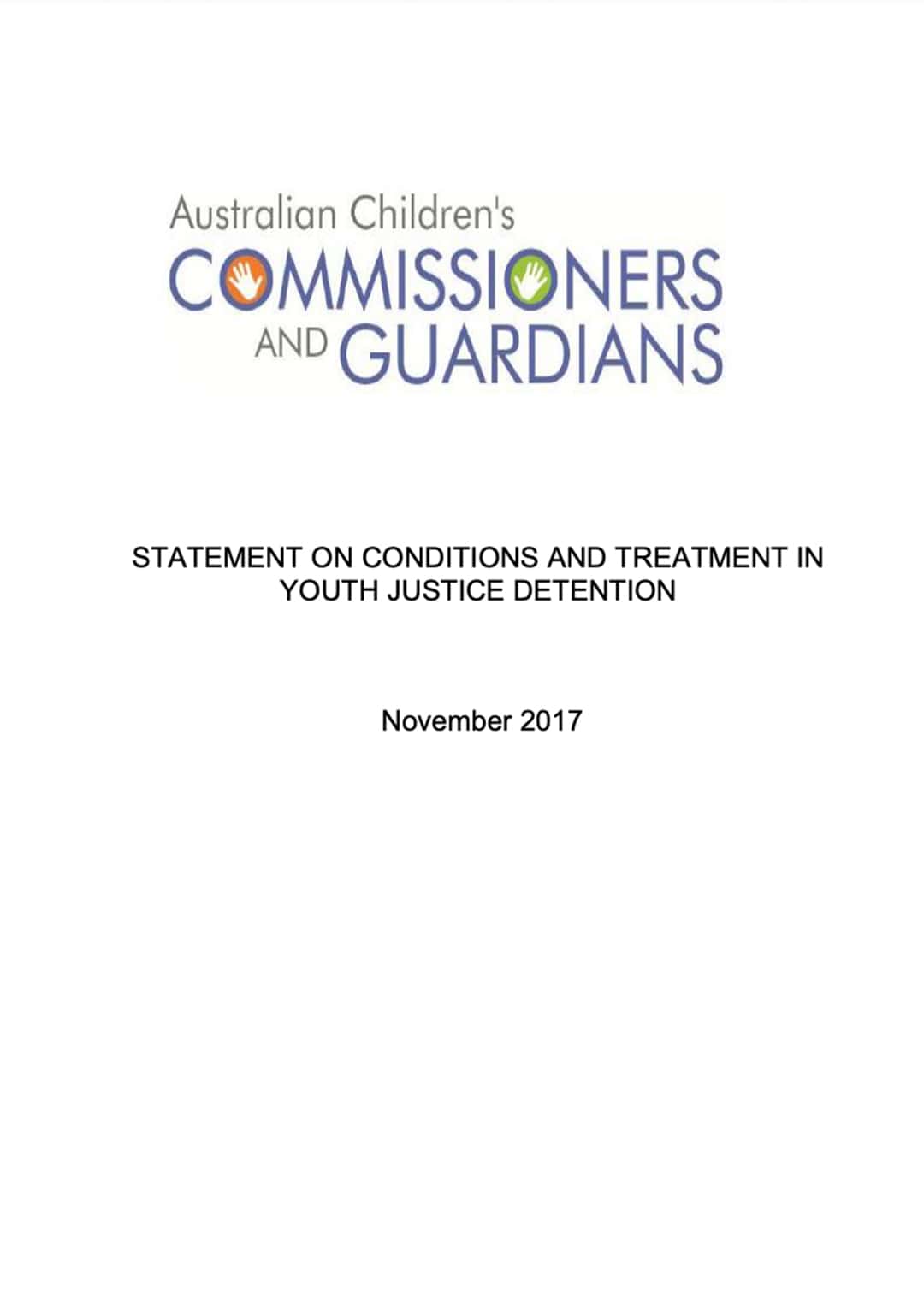 ACCG Statement on Conditions and Treatment in Youth Justice Detention