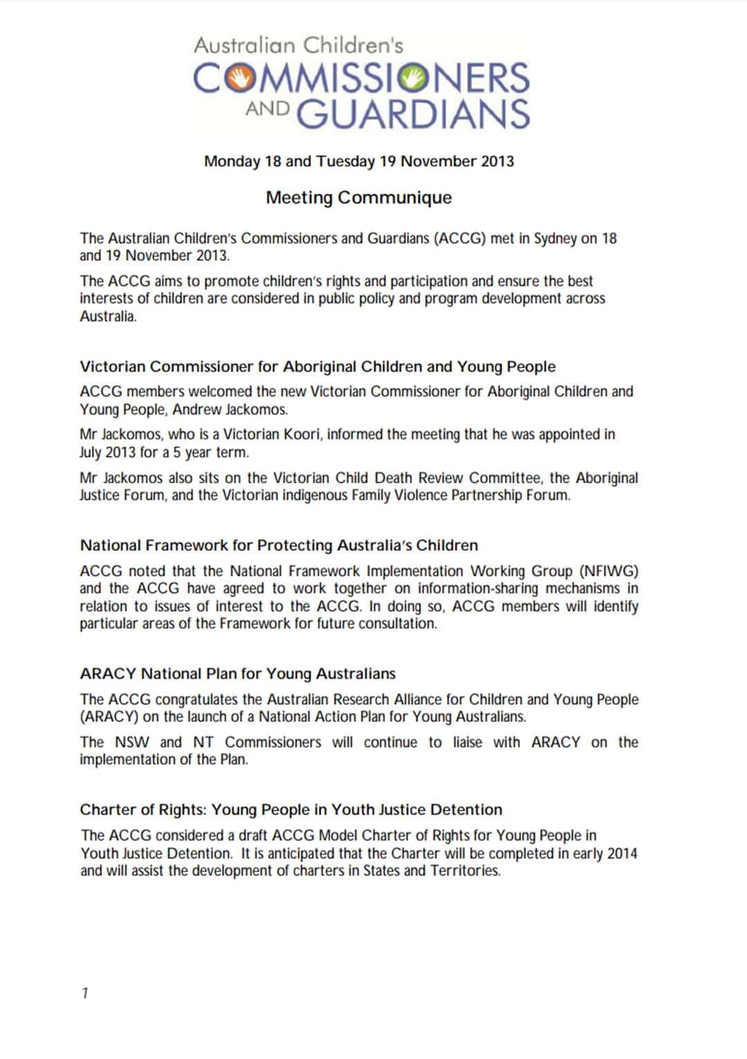 ACCG Meeting Communique November 2013