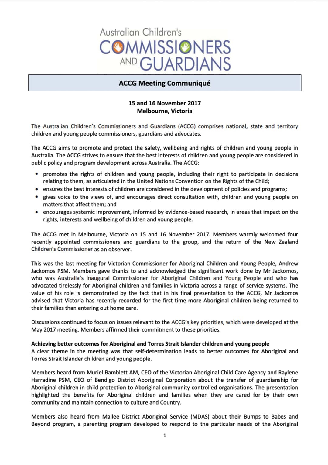 ACCG Meeting Communique November 2017