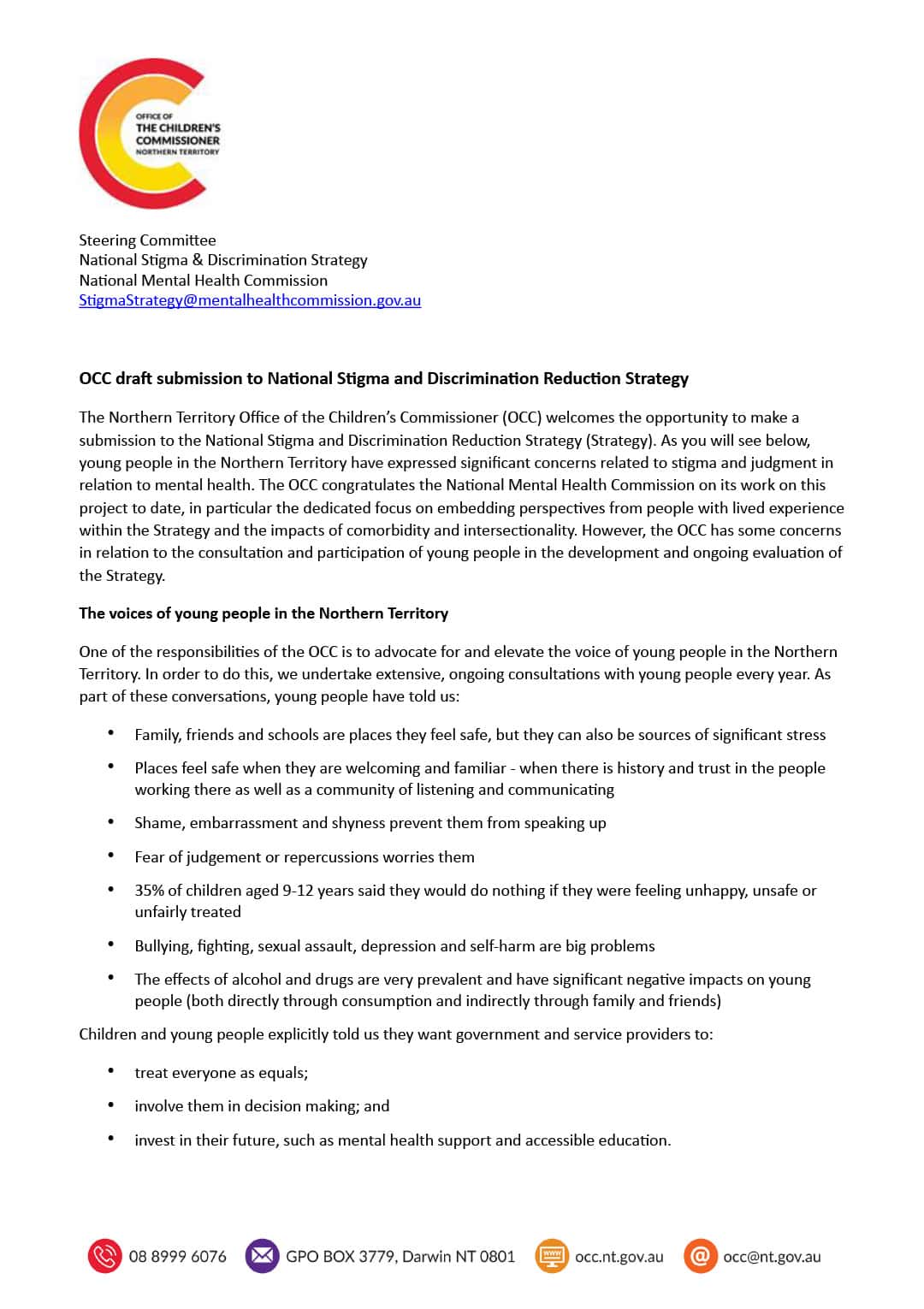 National Stigma and Discrimination Reduction Strategy
