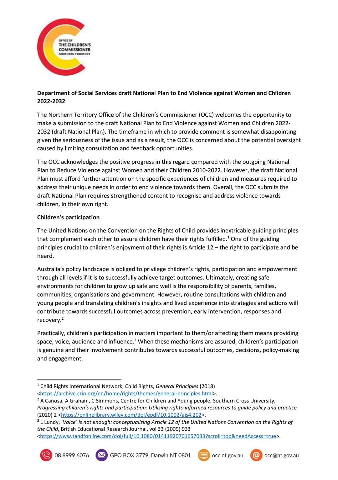 Draft National Plan to end violence against women and children 2022-32 (unsigned)